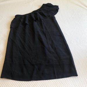 Madewell black party dress one shoulder ruffle